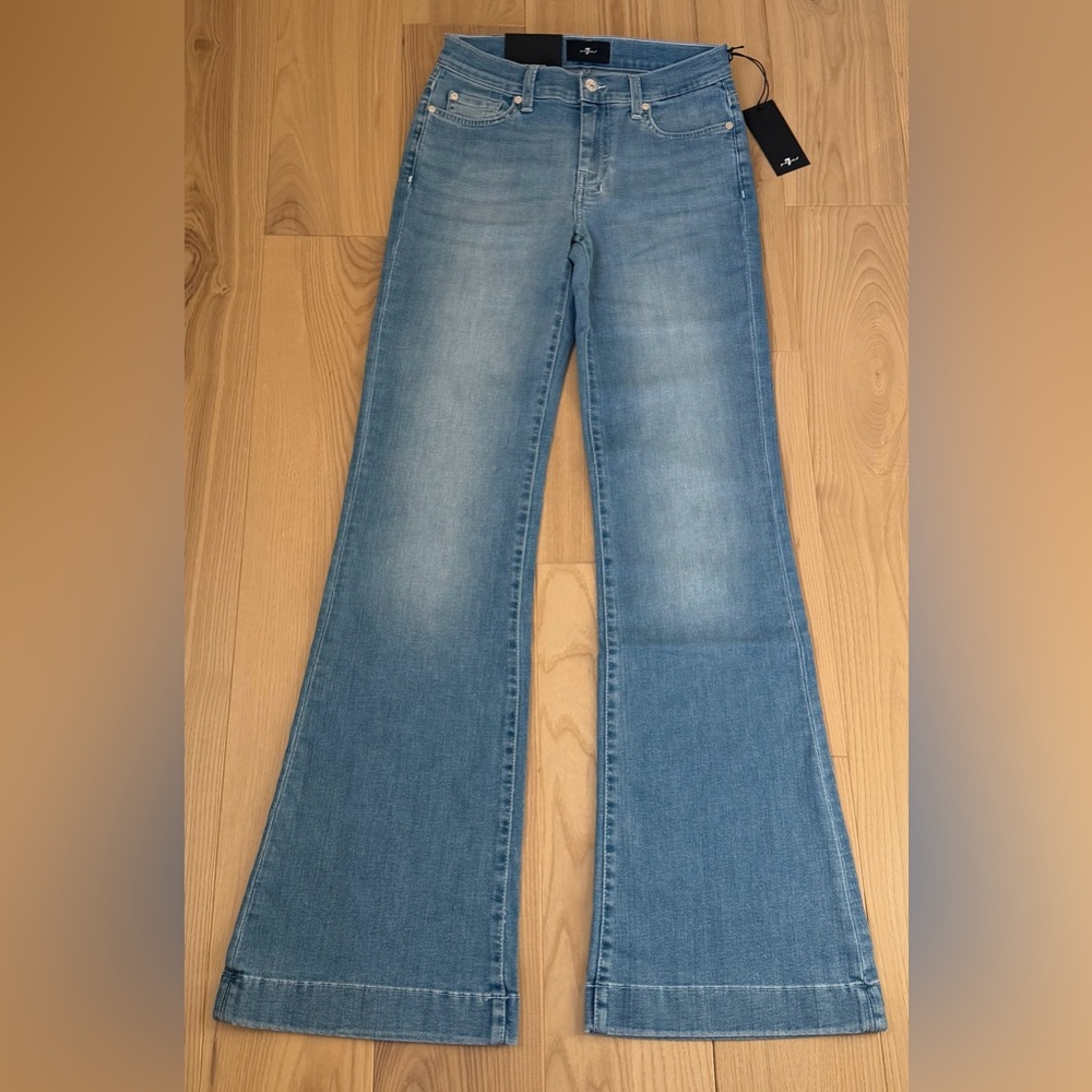 7 For All Mankind Dojo Original Jeans Women's Flare Leg Trousers NWT Size 27 - Picture 6 of 9